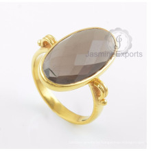 Smoky Quarz Edelstein Ring, 18k Gold Ring Großhandel Lieferanten Schmuck